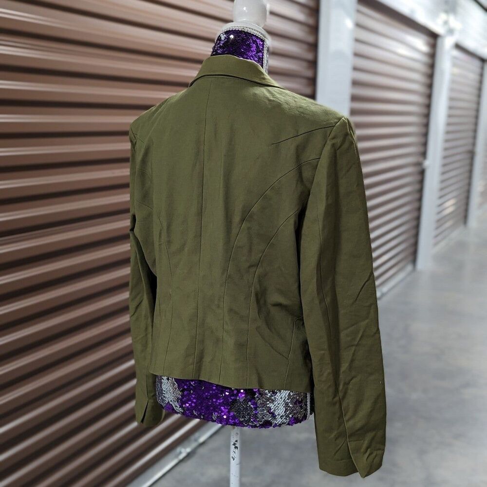 Grace Elements Size 16 Olive Green‎ Open Front Blazer Jacket - Picture 4 of 10